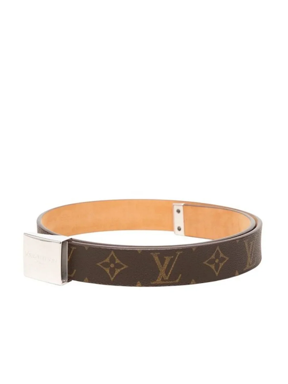 Louis Vuitton Monogram Ceinture Carre Belt Leather Logo Buckle Brown